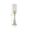 DecMode Silver Glass Handmade Turned Style Pillar Hurricane Lamp with Faux Mercury Glass Finish