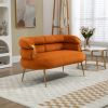 COOLMORE Small Loveseat Sofa, Upholstered Mini Couch with Curved Backrest with Stylish Golden Decor