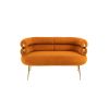 COOLMORE Small Loveseat Sofa, Upholstered Mini Couch with Curved Backrest with Stylish Golden Decor