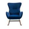 Velvet Fabric Padded Seat Rocking Chair With High Backrest And Armrests